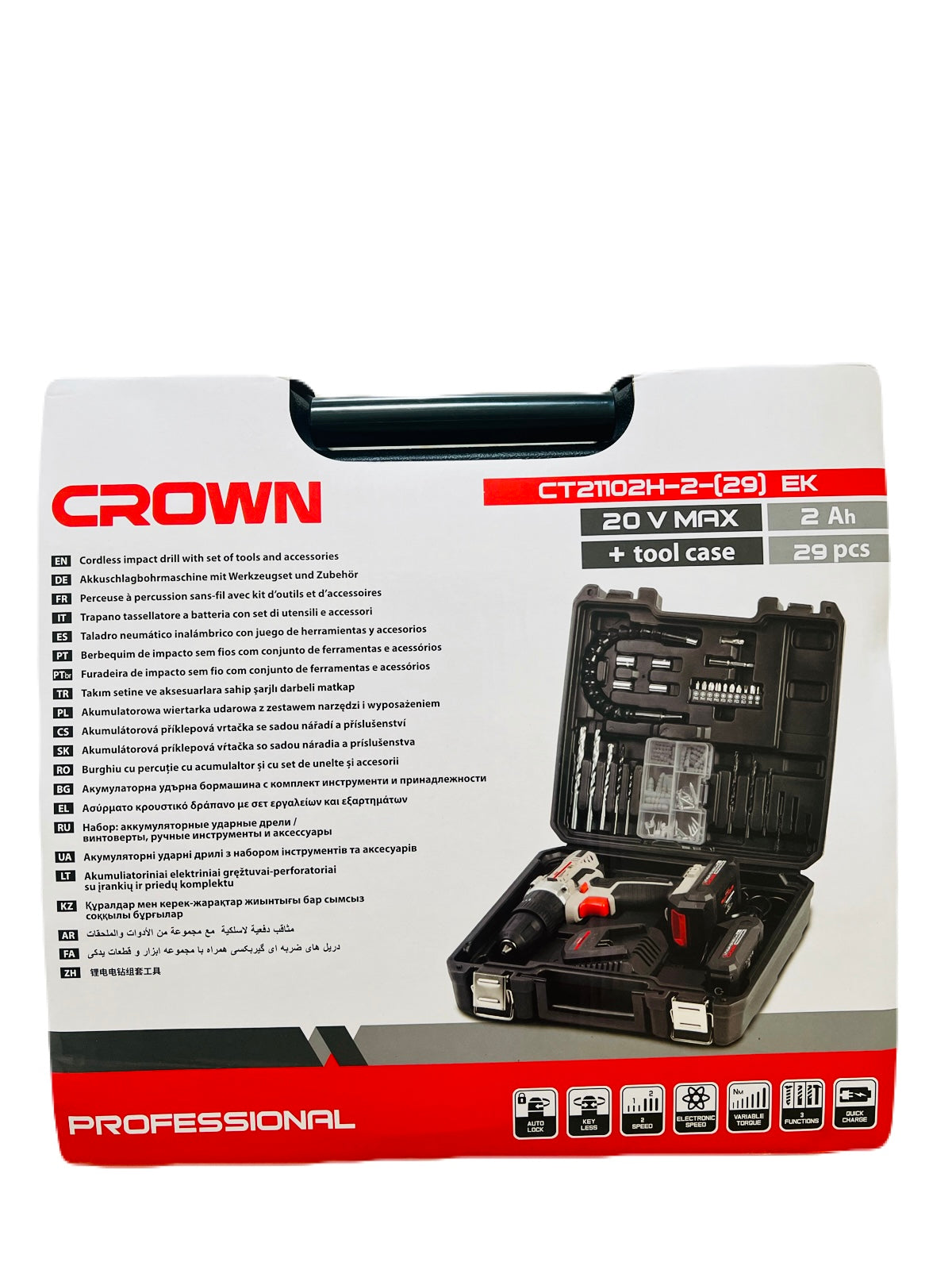 Visseuse perceuce à percussion 20v-2a CT 21102h-(29)crown avec des outils 29pcs