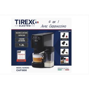 Machine à café 4 en 1 avec Cappuccino – Electro CAF1800 TIREXX