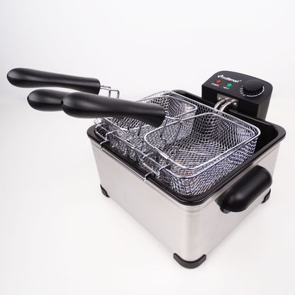 Friteuse inox électrique 4.5 L 2000W avec 3 Panier Multismart