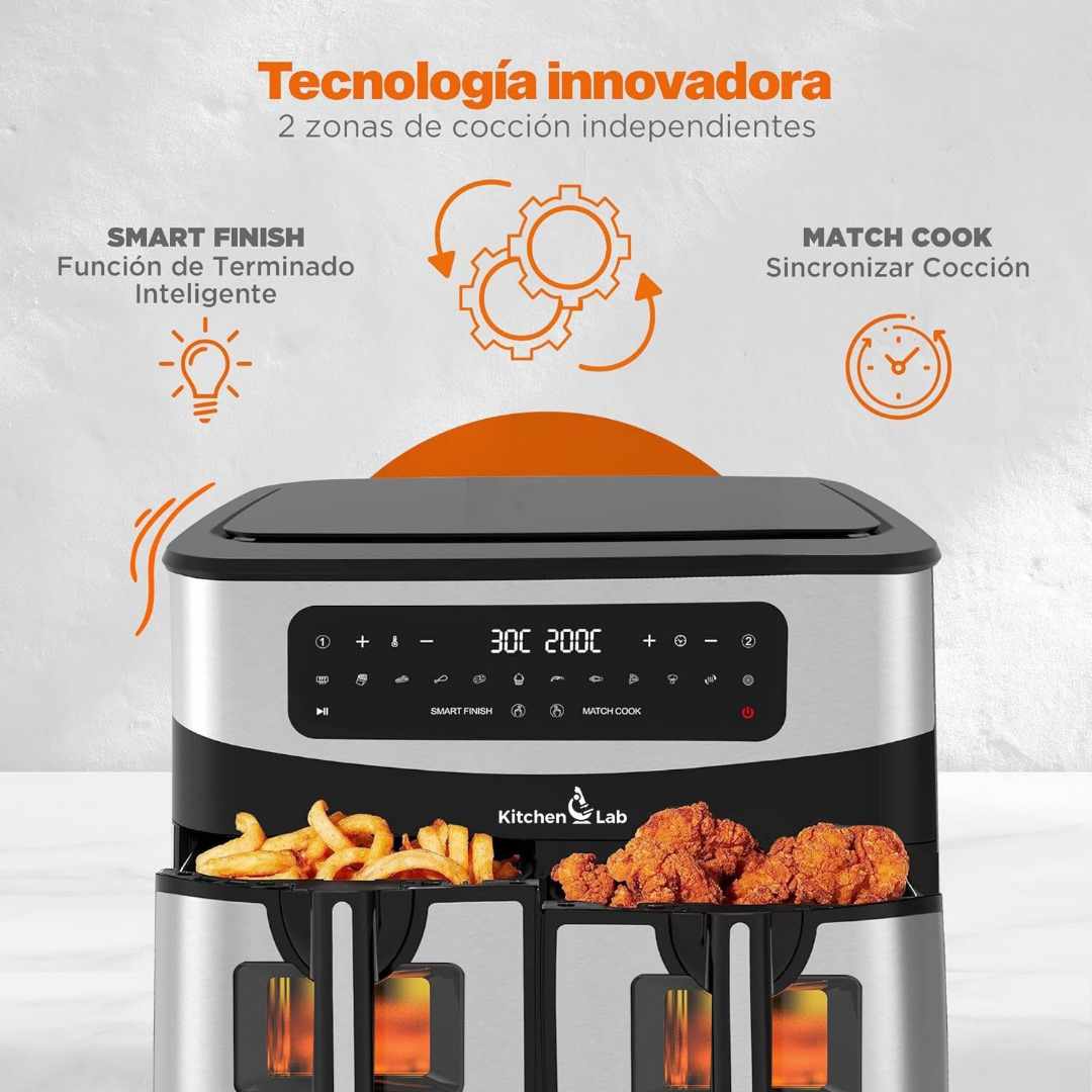 Kitchen Lab Friteuse Sans Huile 2 Panier 9L 2400w