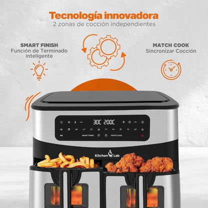 Kitchen Lab Friteuse Sans Huile 2 Panier 9L 2400w