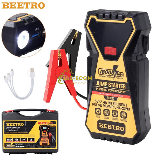 Booster de batterie 600A Power Bank 16000mAh avec torche et valise BEETRO | BE0142