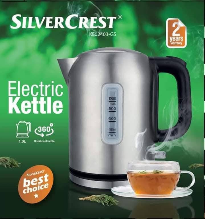 Bouilloire électrique sans fil SilverCrest 1 L en acier inoxydable 2 200 W