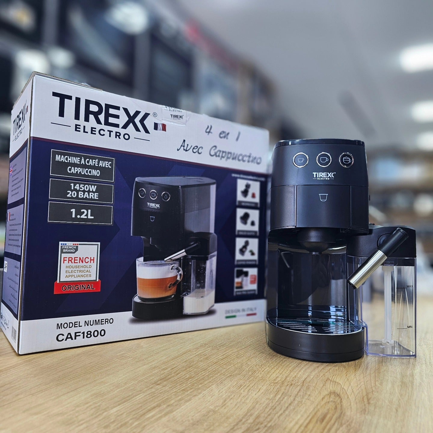 Machine à café 4 en 1 avec Cappuccino – Electro CAF1800 TIREXX