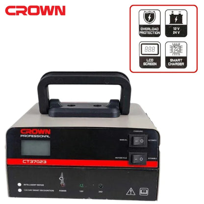 Chargeur Batterie Intelligent 12/24V LCD CT37022 Crown – Sécurité & Polyvalence