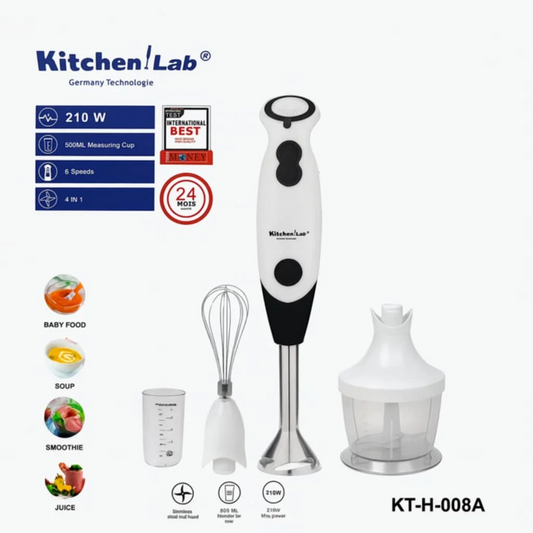 Bras Mixeur inox 4 en 1 KitchenLab 210W 500ML KitchenLab KT-H-008A