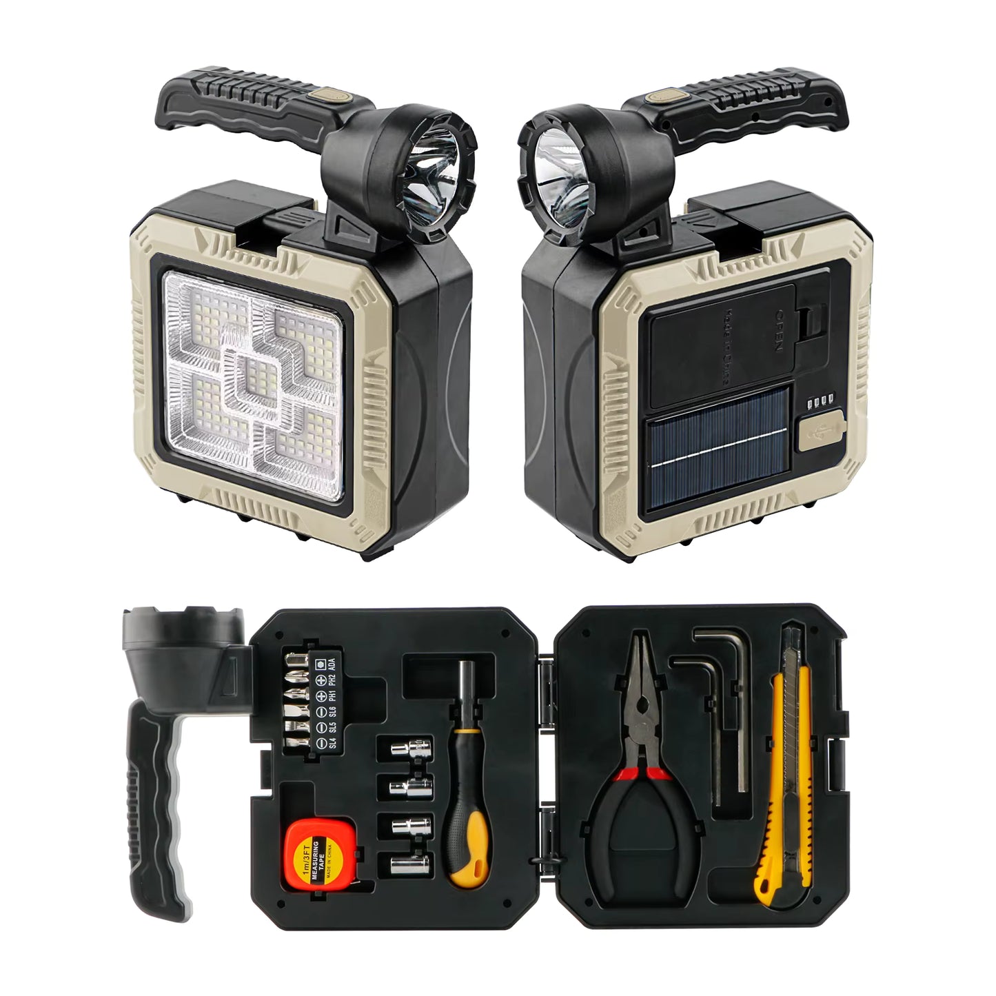 Lampe torche LED Portable Rechargeable Avec Un Kit D'outils à Main De 16 Pièces