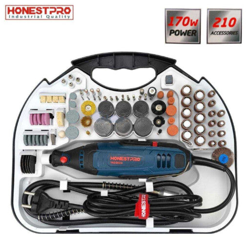 Kit Outil Rotatif 170W 210Pièces 0.8-3.2mm HONESTPRO | YAE0534