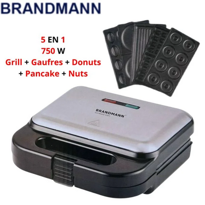 Panineuse inox 5 En 1 – 750W BRANDMANN BR-SM-004