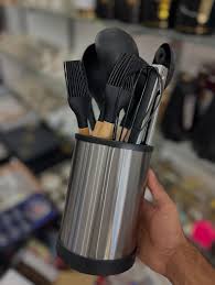 Bloc à couteaux rond rotatif à 360° en acier inoxydable, sans couteaux, support pour couteaux, ustensiles et ciseaux, gain de place sur le comptoir